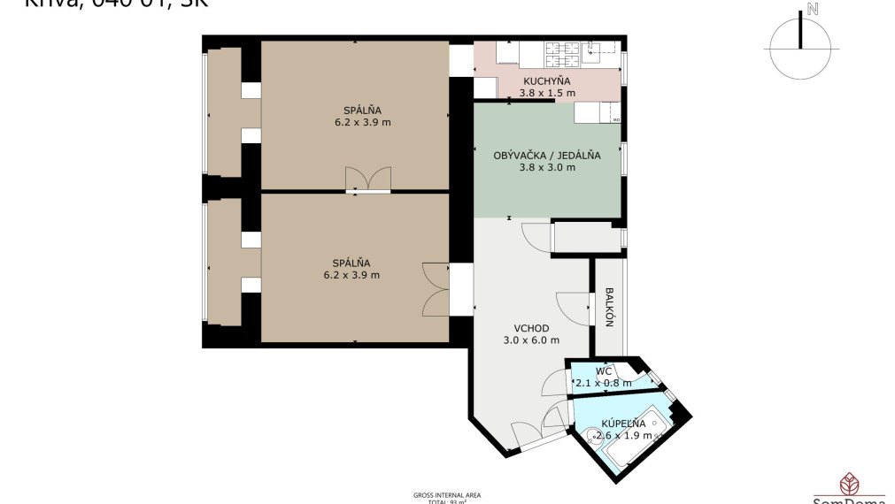 Staromestský 3-izb. tehlový byt 100 m² | Krivá, Košice | Vlastné kúrenie