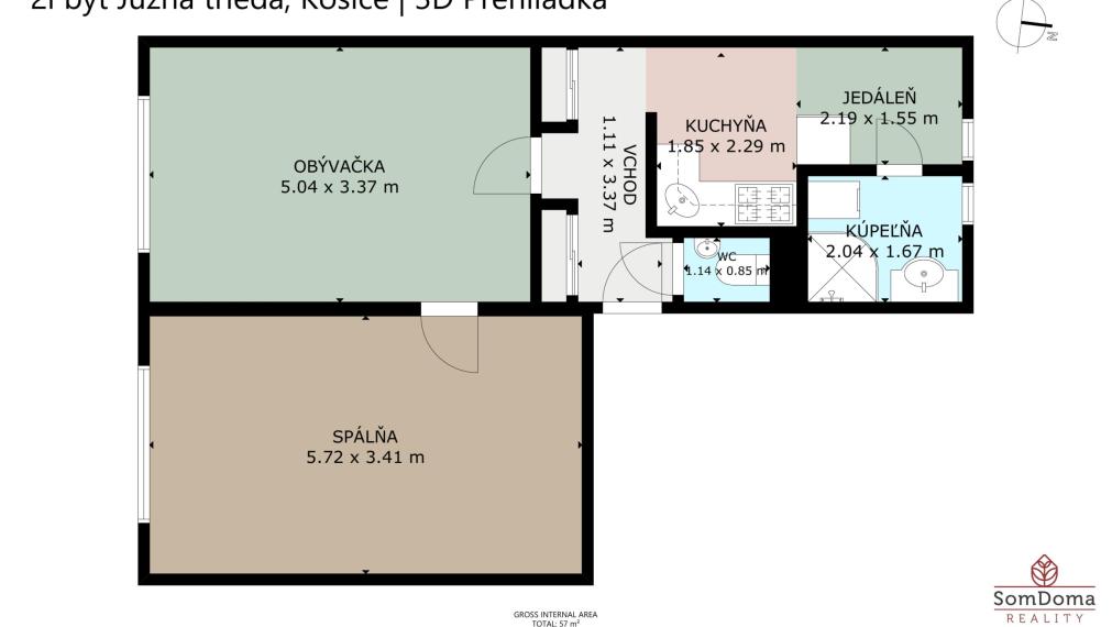 NOVÁ CENA: Priestranný 2i byt, Južná trieda – širšie centrum