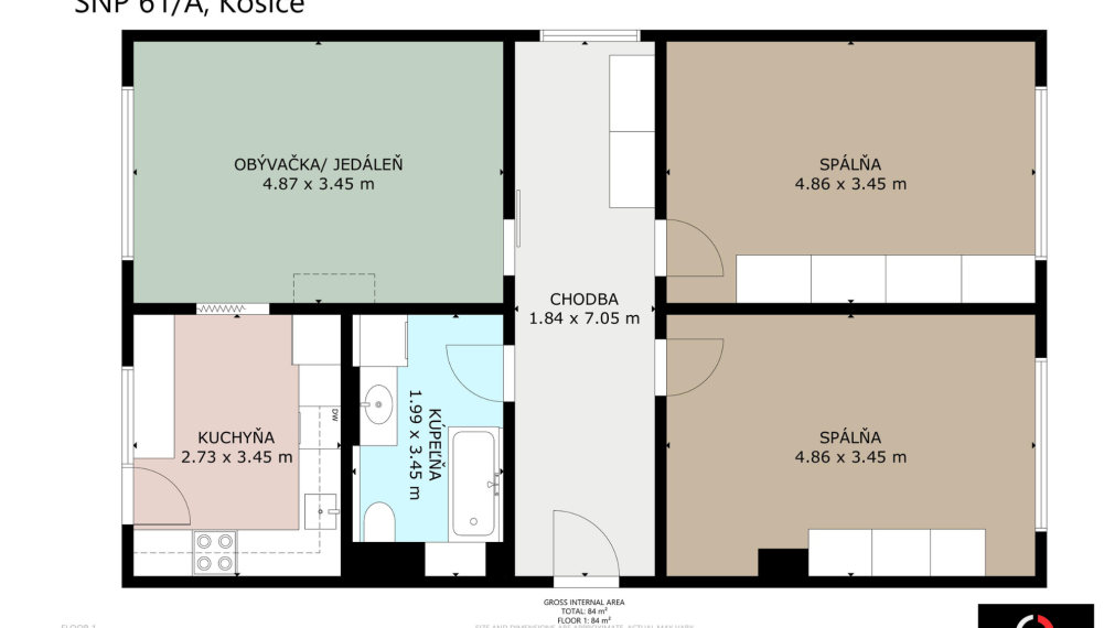 3-izbový byt Terasa, Trieda SNP | parkovanie v cene, 81 m²